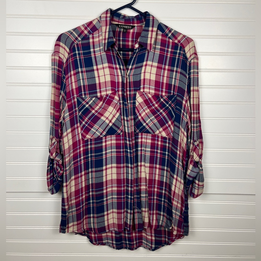 Express Plaid Button-Up Shirt XS